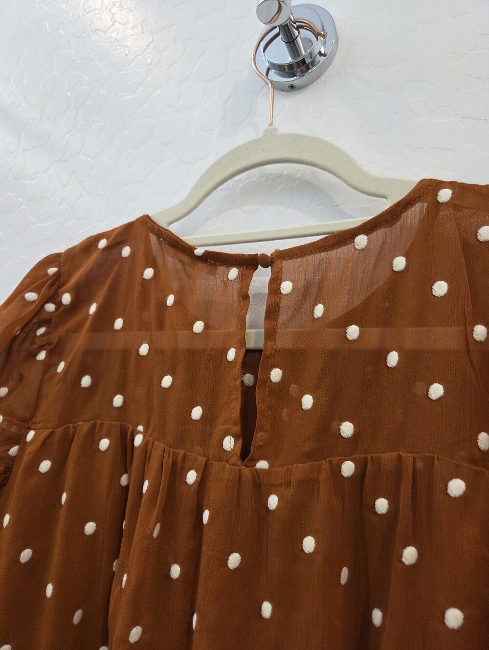Blu Pepper Rust Polka Dot Tiered Mini Dress - Picture 5 of 6
